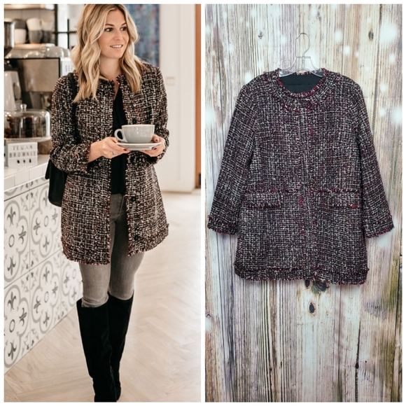 Ann Taylor Jackets & Blazers - Ann Taylor Textured Tweed Ruffle Collar Jacket NWT